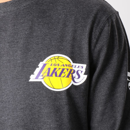 New Era - Tee Shirt Manches Longues Team Apparel Los Angeles Lakers 11604112 Gris Anthracite Chiné