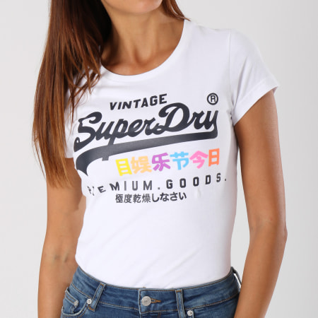 Superdry - Tee Shirt Femme Premium Goods Puff Entry Blanc