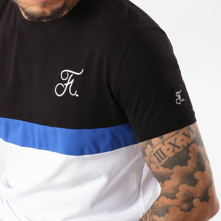 Final Club - Tee Shirt Premium Fit Tricolore Avec Broderie 090 Noir Blanc Bleu