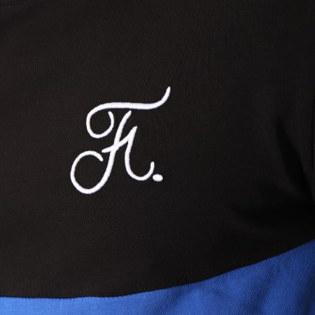 Final Club - Tee Shirt Premium Fit Tricolore Avec Broderie 090 Noir Blanc Bleu