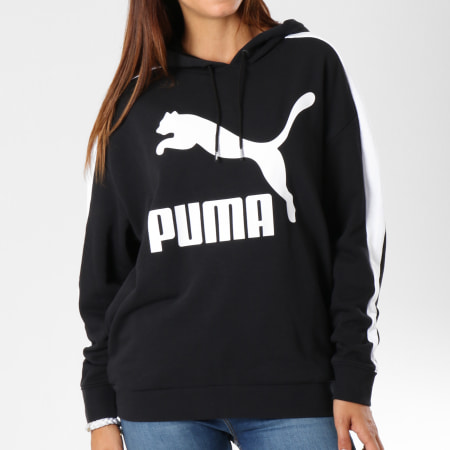 Puma - Sweat Capuche Femme T7 576249 01 Noir Blanc