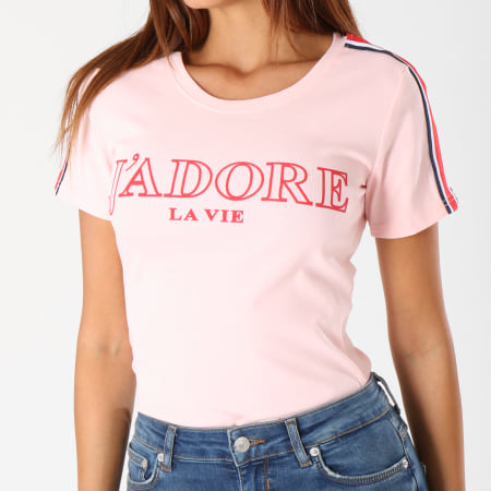 Girls Outfit - Tee Shirt Femme Avec Bandes 1850 Rose