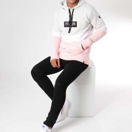 Hechbone - Sweat Capuche Dyl Gris Chiné Blanc Rose