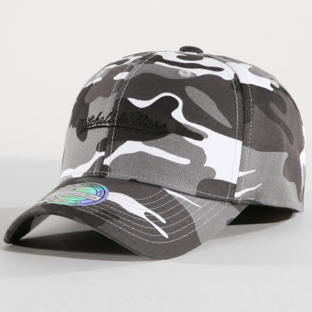 Mitchell and Ness - Casquette Logo Low Pro 110 Camouflage Gris Anthracite Blanc