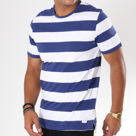 Only And Sons - Tee Shirt Dontell Bleu Marine Blanc