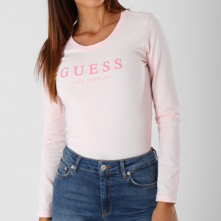 Guess - Tee Shirt Manches Longues Femme W84I99K7WC0 Rose