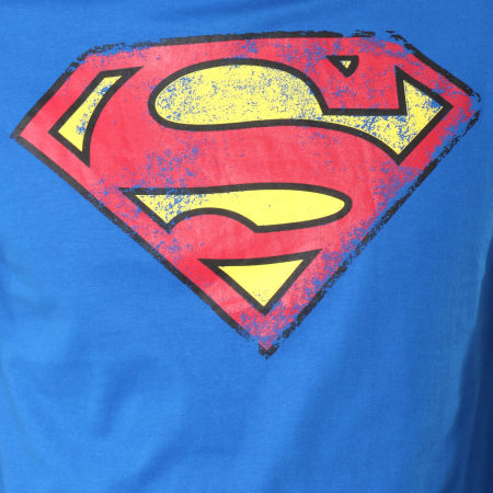 DC Comics - Tee Shirt Logo Grunge Bleu Roi