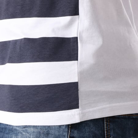 LBO - Tee Shirt Poche Raye 484 Blanc Bleu Marine