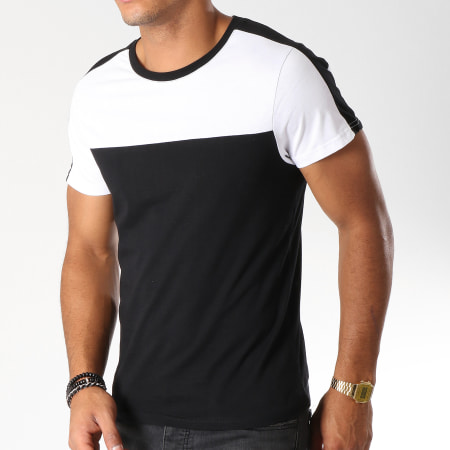 LBO - Tee Shirt Avec Bandes Bicolore 492 Noir Blanc