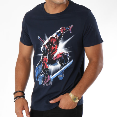 Deadpool - Tee Shirt Attack Saber Bleu Marine