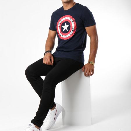 Captain America - Tee Shirt Shield Bleu Marine