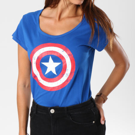 Captain America - Tee Shirt Femme Shield Bleu Roi