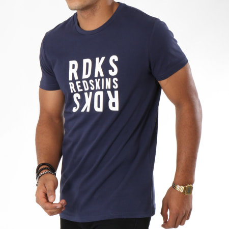 Redskins - Tee Shirt Invers Basic Bleu Marine Blanc