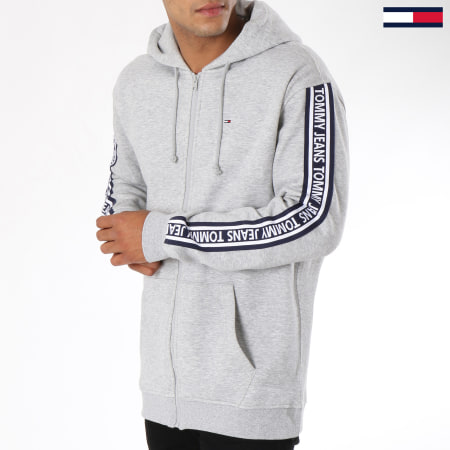 Tommy Hilfiger Sweat Zippé Capuche Rib Logo 5173 Gris Chiné Ryses