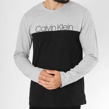 Calvin Klein - Tee Shirt Manches Longues NM1581E Gris Chiné Noir