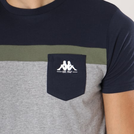 Kappa - Tee Shirt Poche Logo Fulvio 303HTL0 Gris Chiné Bleu Marine Vert Kaki