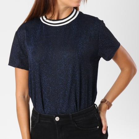 Only - Tee Shirt Femme Alley Noir Bleu Marine