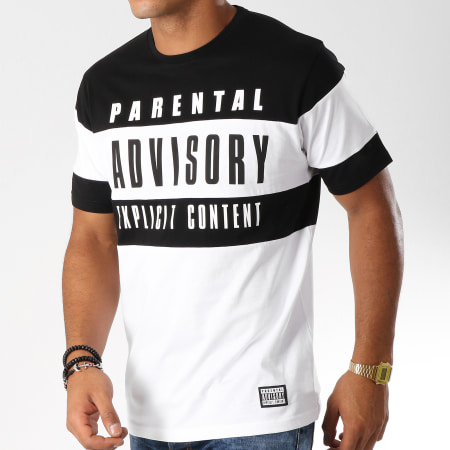 Parental Advisory - Tee Shirt Block Bicolore Blanc Noir