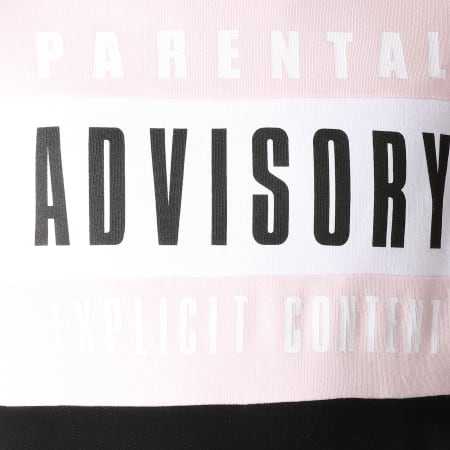 Parental Advisory - Sweat Capuche Block Tricolore Noir Rose