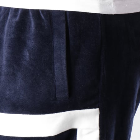 Terance Kole - Pantalon Jogging Velours Avec Bandes 88018 Bleu Marine