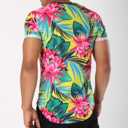 Uniplay - Tee Shirt Oversize UP-T381 Jaune Floral