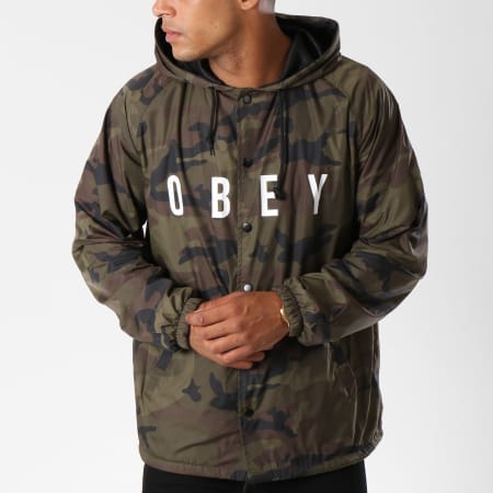 Obey - Coupe-Vent Capuche Anyway Camouflage Vert Kaki