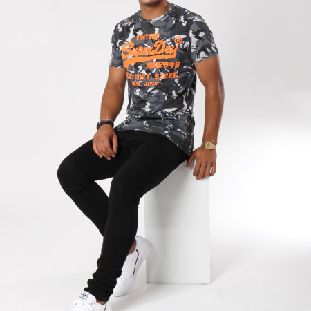 Superdry - Tee Shirt Shop Camo Gris Anthracite Camouflage