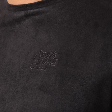Sixth June - Tee Shirt Oversize Suédine Avec Bandes M3564VTS Noir