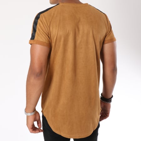 Sixth June - Tee Shirt Oversize Suédine Avec Bandes M3564VTS Camel