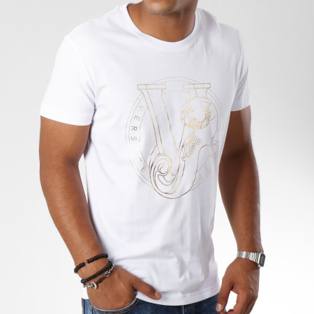 Versace Jeans Couture - Tee Shirt Print Round Foil Blanc