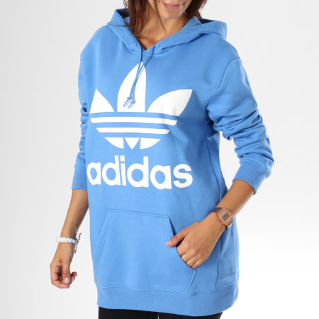 Adidas Originals - Sweat Capuche Femme Trefoil Bleu