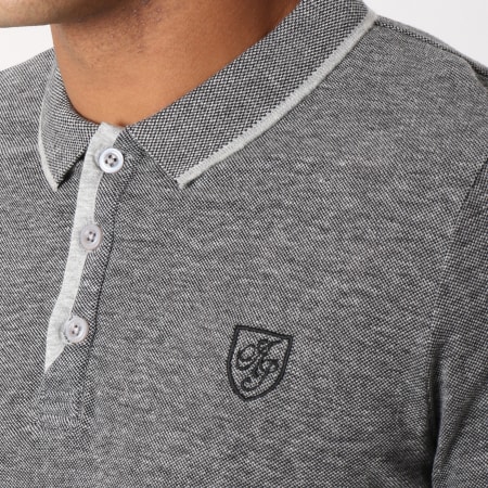American People - Polo Manches Longues Togi Gris Chiné
