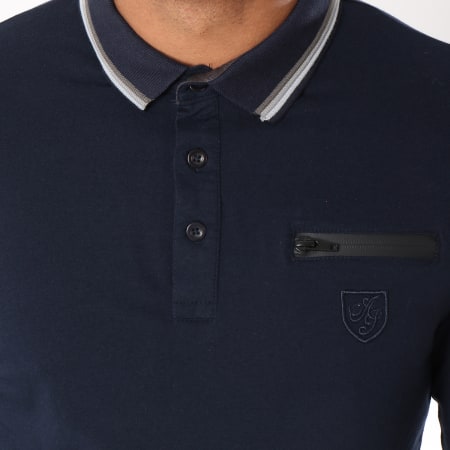 American People - Polo Manches Longues Titus Bleu Marine