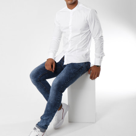 MTX - Chemise Manches Longues Col Mao Z205 Blanc
