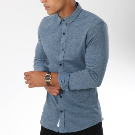 Only And Sons - Chemise Manches Longues Cutton Bleu