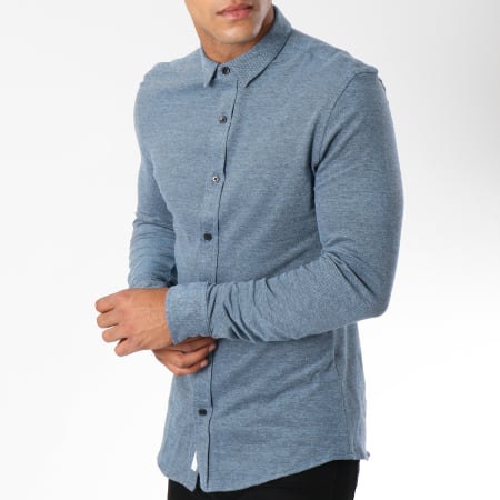 Only And Sons - Chemise Manches Longues Cutton Bleu
