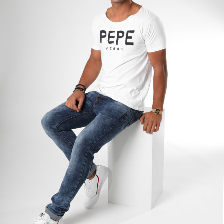 Pepe Jeans - Tee Shirt Distor Blanc Noir