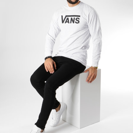 Vans - Tee Shirt Manches Longues Classic Gris Clair Chiné