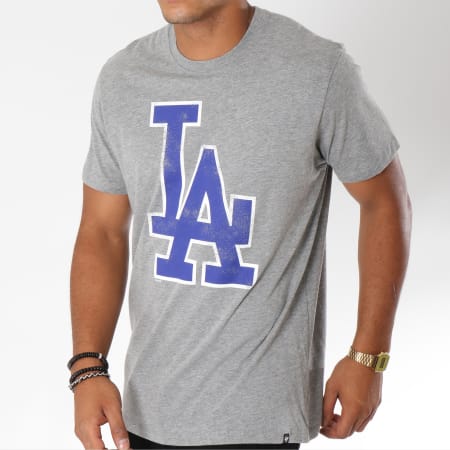 '47 Brand - Tee Shirt Headline Grunge Los Angeles Dodgers Gris Chiné