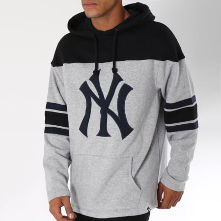 '47 Brand - Sweat Capuche Headline Bandes Brodées New York Yankees Gris Chiné
