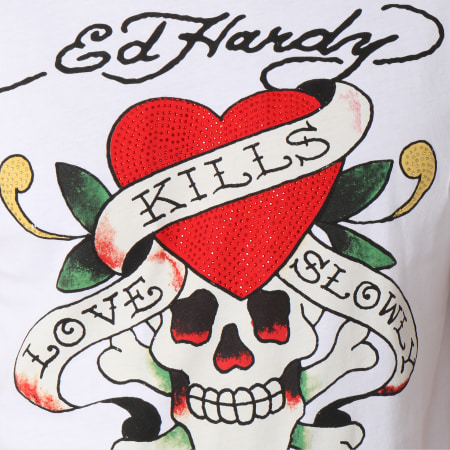Ed Hardy - Tee Shirt Dallas Blanc