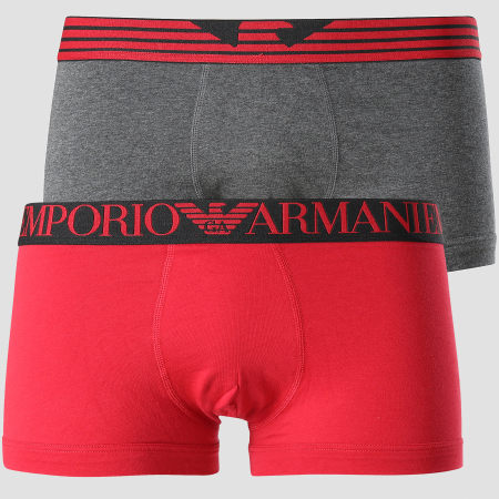 Emporio Armani - Lot De 2 Boxers 111210-8A723 Rouge Gris Chiné Noir