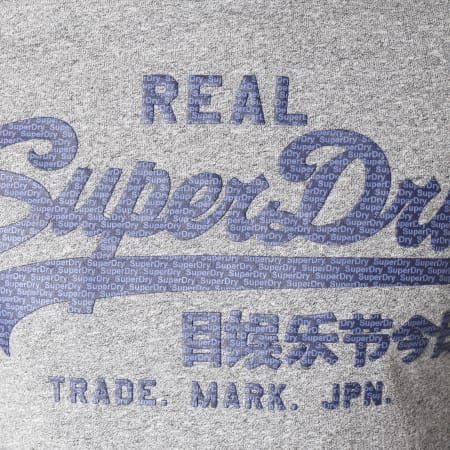 Superdry - Tee Shirt Manches Longues Avec Bandes Vintage Logo Panel Stripe Gris Chiné