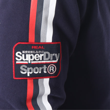 Superdry - Sweat Capuche Avec Bandes Mega Sport Label Bleu Marine