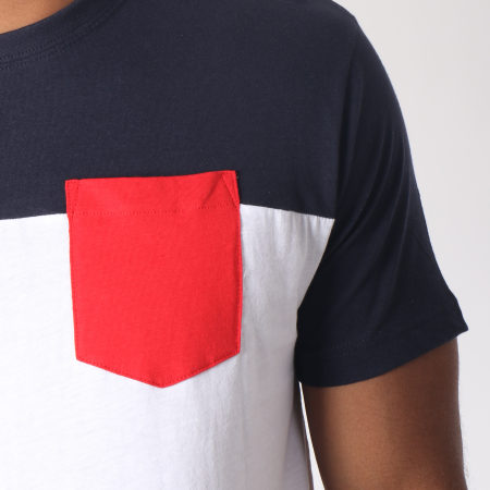 Urban Classics - Camiseta Bolsillo TB969 Blanco Azul Marino Rojo