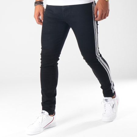 Aarhon - Jeans slim con bande A109 nero