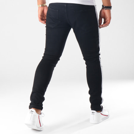 Aarhon - Jeans slim con bande A109 nero