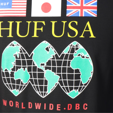 HUF - Tee Shirt Manches Longues Global Domination Noir
