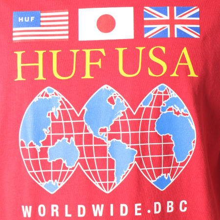 HUF - Tee Shirt Manches Longues Global Domination Rouge
