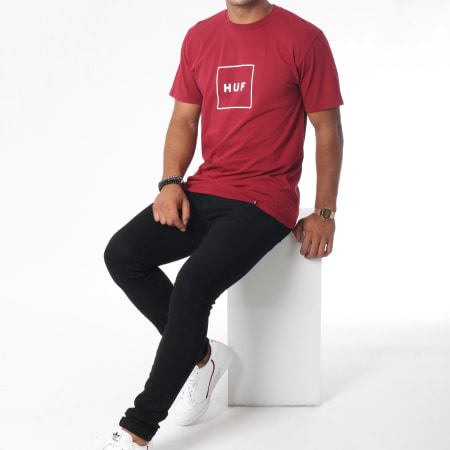 HUF - Tee Shirt Essentials Box Logo Bordeaux